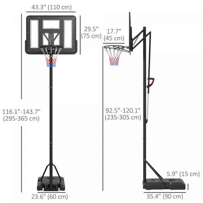 Soozier Panier De Basket-ball De 7,7 A 10' Avec Panneau Arriere Incassable