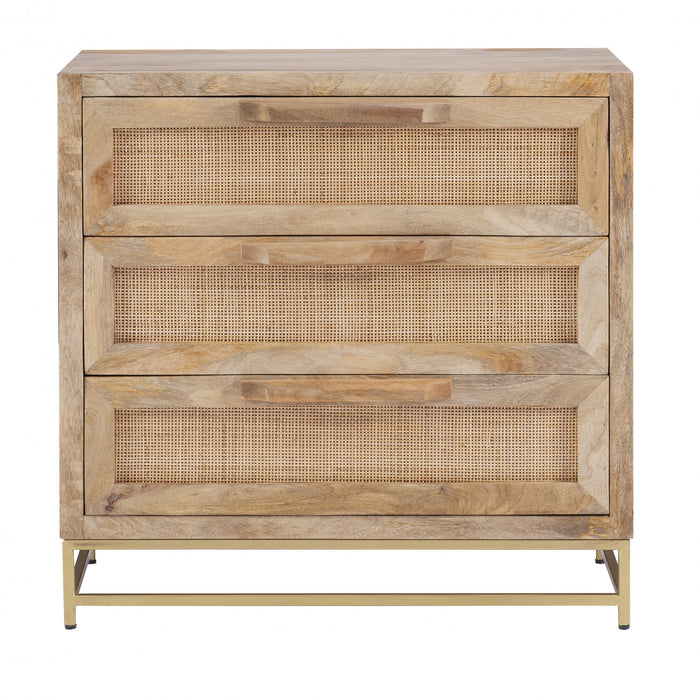 Armoire décorative Janie en rotin à 3 tiroirs - naturelle
