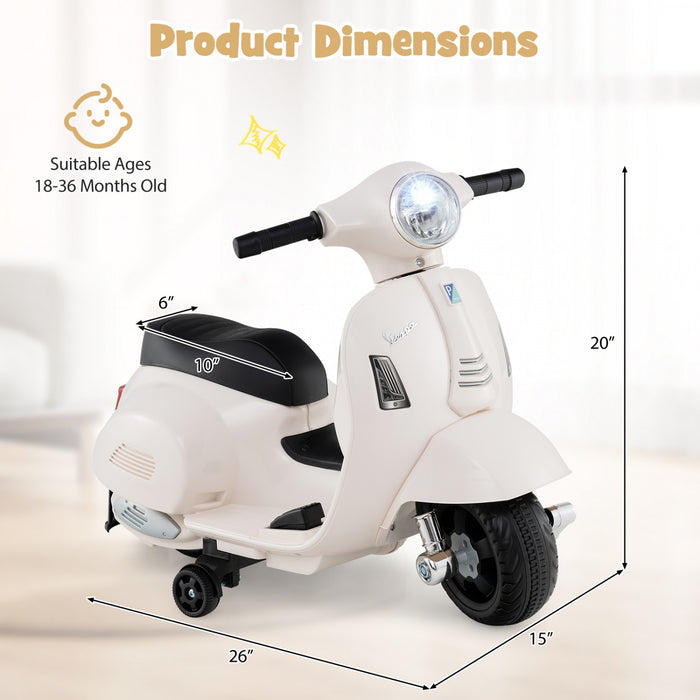 Costway Enfants Rouler Sur Moto Avec Roues D'entrainement Phare Corne 6v Batterie Blanche