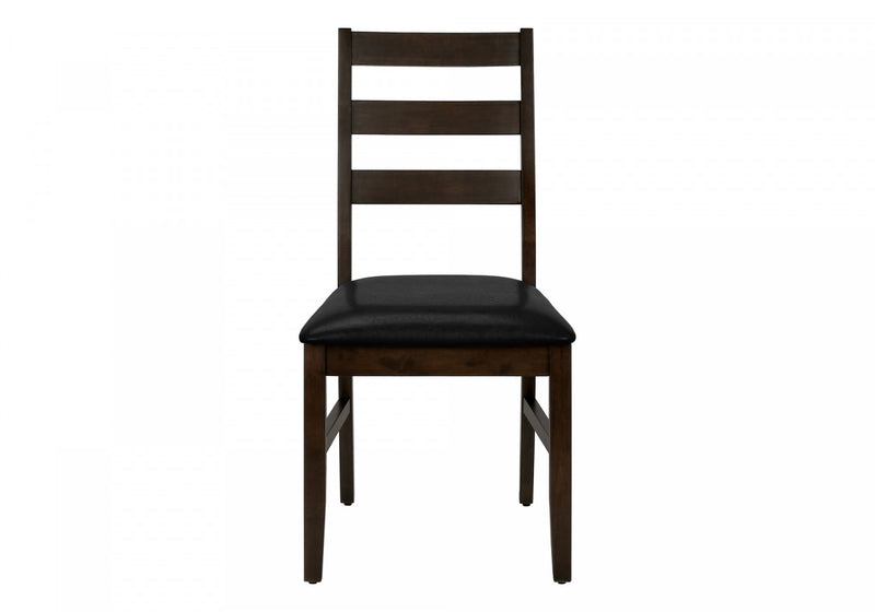 Ensemble de 2 chaises de salle à manger de style transitionnel avec apparence cuir brun et bois massif brun pour la cuisine et la salle à manger