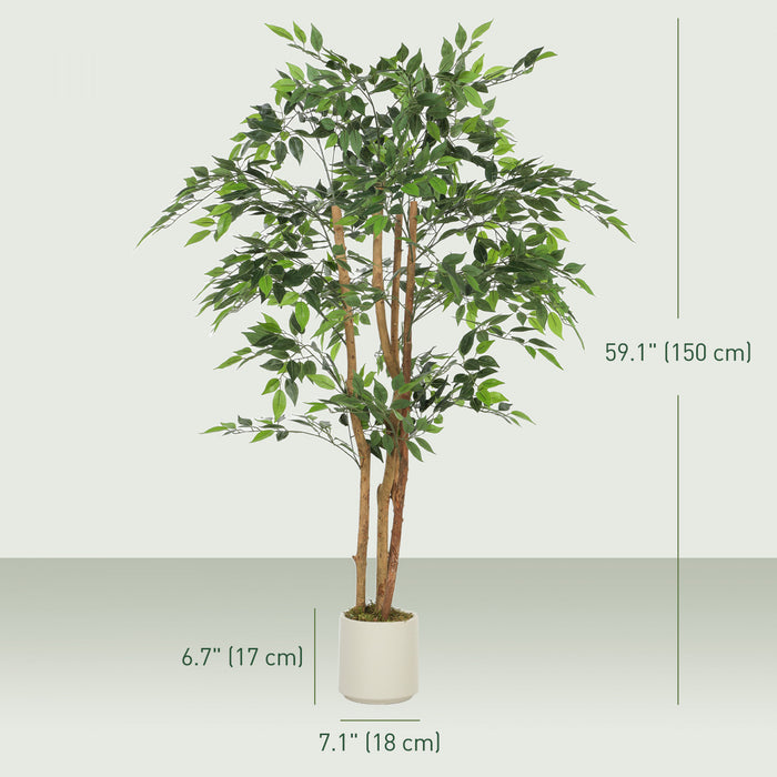 HOMCOM Faux Banian de 5pi, Ensemble de 2 Plantes Artificielles