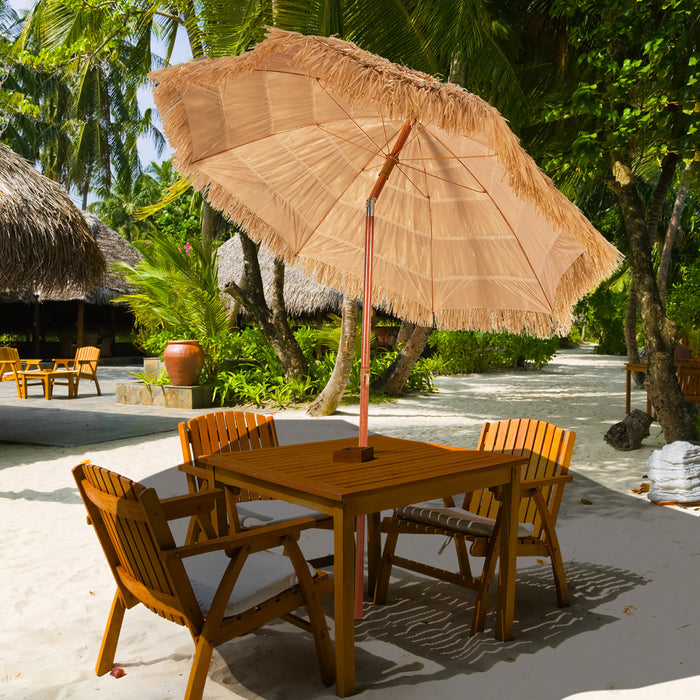 Costway Parasol de plage en paille de 6,5 pieds, inclinable, style tiki hawaien, patio portable