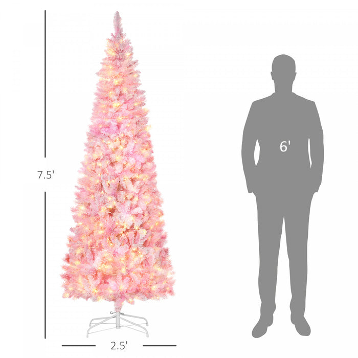Homcom Arbre De Noel Artificiel Floque De Neige Avec Lumiere Led