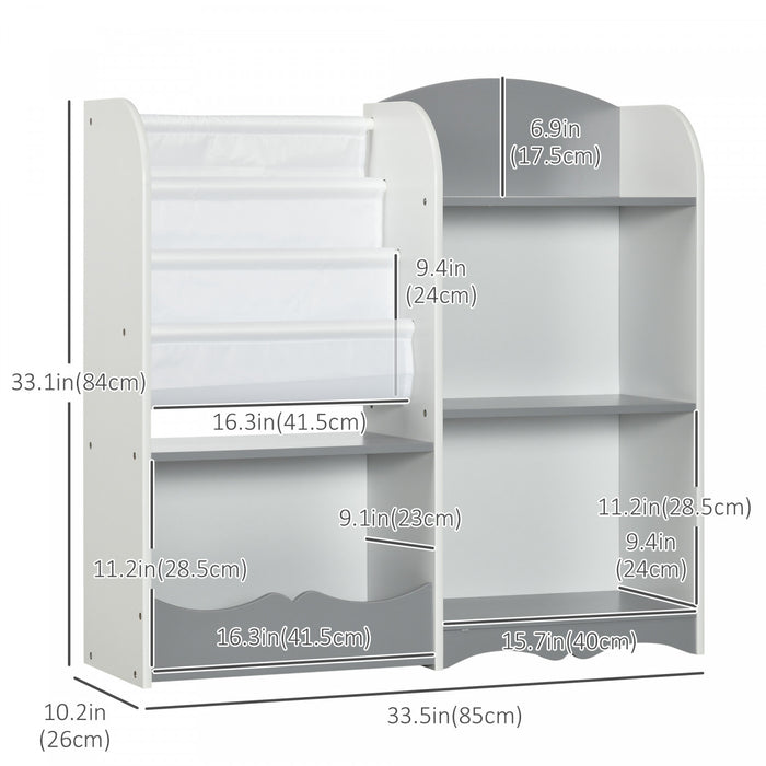 Qaba Etagere De Rangement Pour Jouets D'enfants, Bibliotheque Pour Chambre A Coucher, Salle De Jeux, Creche, Gris