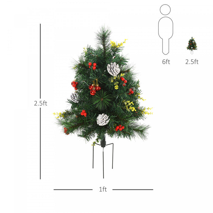 Homcom Sapin De Noel Artificiel Pre-eclaire De 0.9 M 2 Pieces Avec 24 Lumieres Led Blanc Chaud Et 70 Embouts