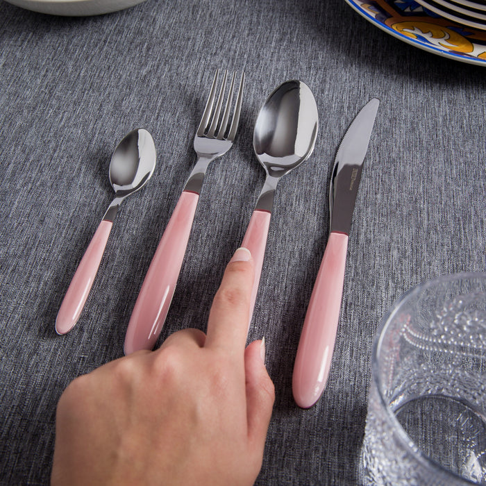 Ensemble De Couverts En Acier Inoxydable Italien Arimi Nilu 24 Pieces - Service Pour 6 Personnes - Manche Rose