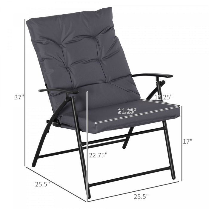Ensemble De 2 Chaises Pliantes D'exterieur Outsunny, Chaises De Camping Rembourrees, Gris