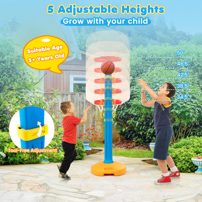 Portable Children Basketball Stand, Height Adjustable Basketball Hoop Youth, Water Or Sand Filled Base With Handle, Suitable For Indoor & Outdoor
