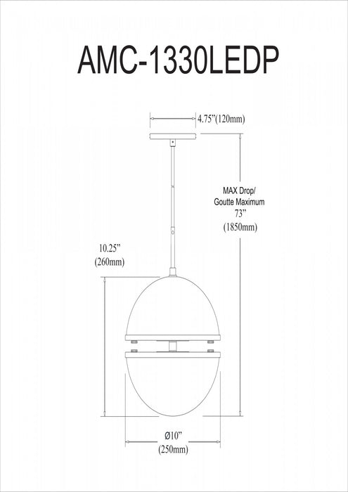 Luminaire suspendu Atomic de Dainolite en verre blanc, avec fini chromé poli et ampoule de 30 W