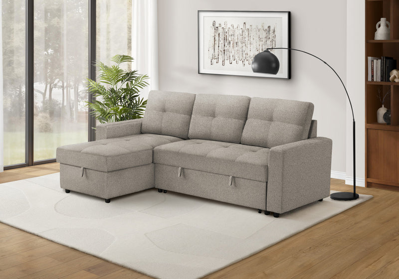 Canape Lit, 90\" Longueur, Canape-Lit Convertible, Chaise De Rangement, Tissu Marron Clair