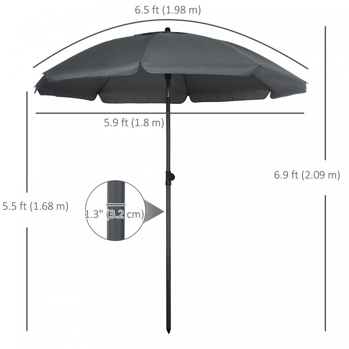 Outsunny Parapluie De Plage Exterieur De 6 Pieds, Gris Fonce