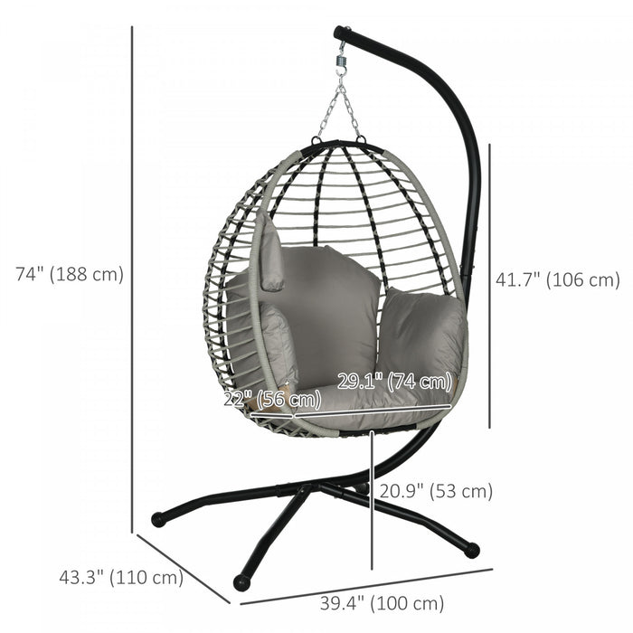 Outsunny Fauteuil œuf suspendu avec coussin epais, chaise balancelle