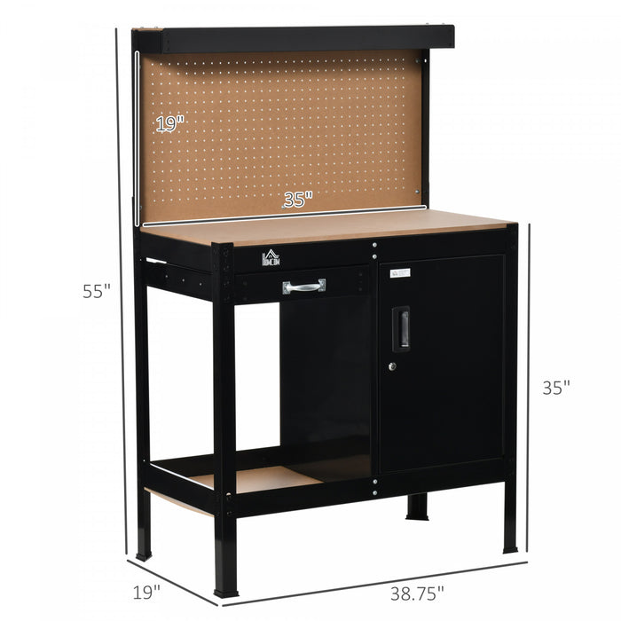 Homcom Etabli De Garage Avec Tiroir De Rangement, Armoire Verrouillable