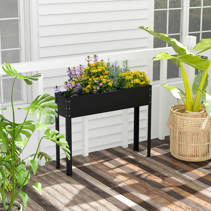 Costway 40\" Lit De Jardin Eleve Avec Les Jambes Metallique Eleve Planter Boite De Drainage Trou Arriere Cour