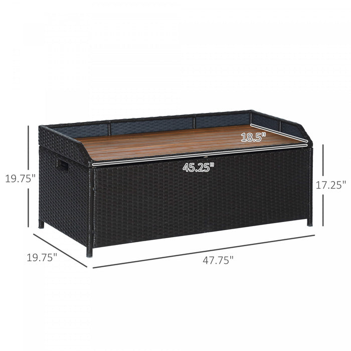 Outsunny Boite de banc de rangement couvercle superieur bois naturel cafe