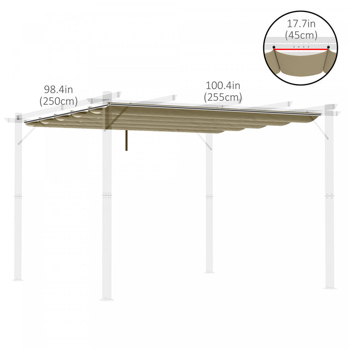 Outsunny Auvent De Pergola De Remplacement Retractable Pour Pergola De 9.8' X 9.8', Remplacement De La Couverture De Pergola, Marron