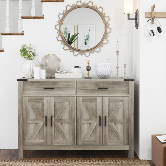 HOMCOM Buffet avec 2 tiroirs 2 armoires de rangement Buffet, Gris