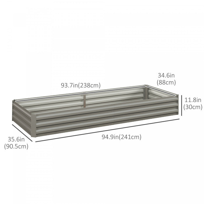 Outsunny Lit De Jardin Sureleve Galvanise 95\" X 36\" X 12\", Jardiniere Surelevee En Metal, Bricolage Et Nettoyage Faciles Pour La Culture De Fleurs, Herbes, Plantes Grasses, Argente
