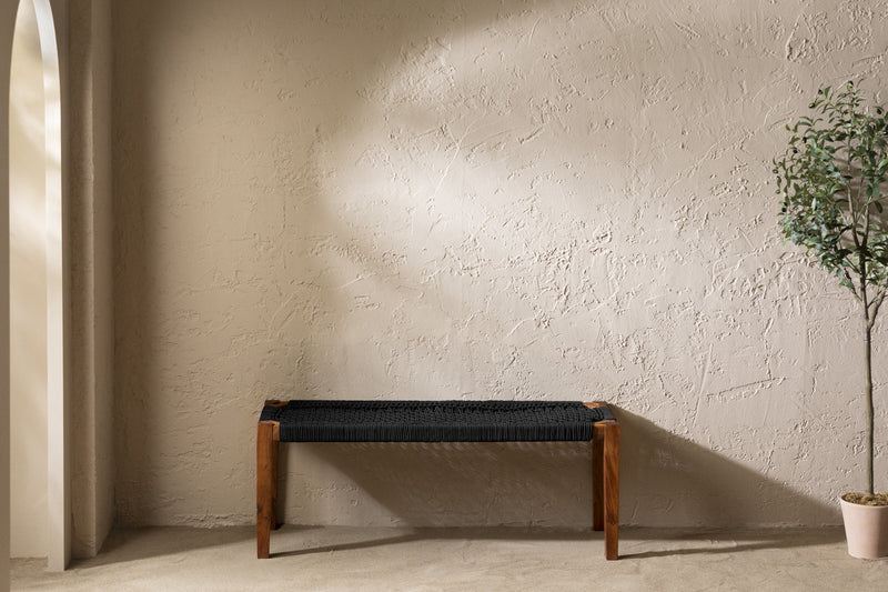 Banc Agave en corde - noir et naturel