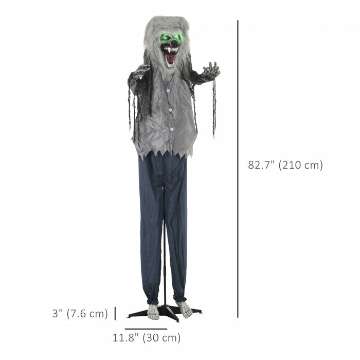 Homcom Squelette Loup-garou D'halloween Animatronique Avec Yeux Lumineux