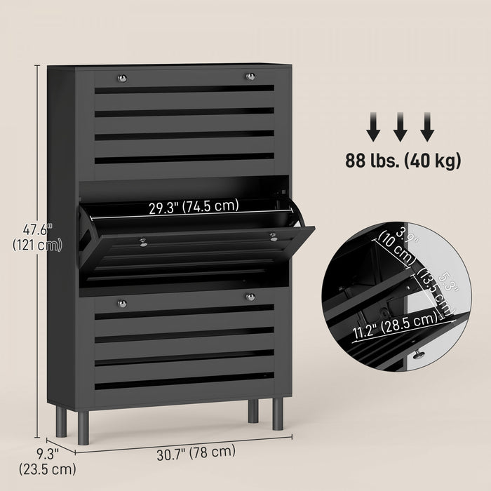 HOMCOM Meuble a Chaussures avec Etageres Reglables, Noir