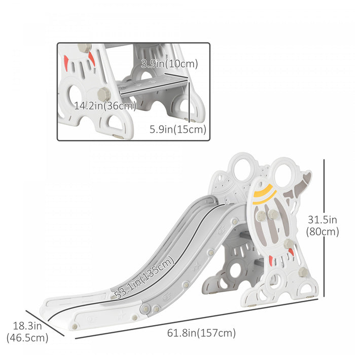 Qaba Toboggan D'interieur Pour Les Tout-petits Ages De 1,5 A 3 Ans, Petit Toboggan Pour Tout-petits, Espace De Jeu Pour Filles Et Garcons, Gris