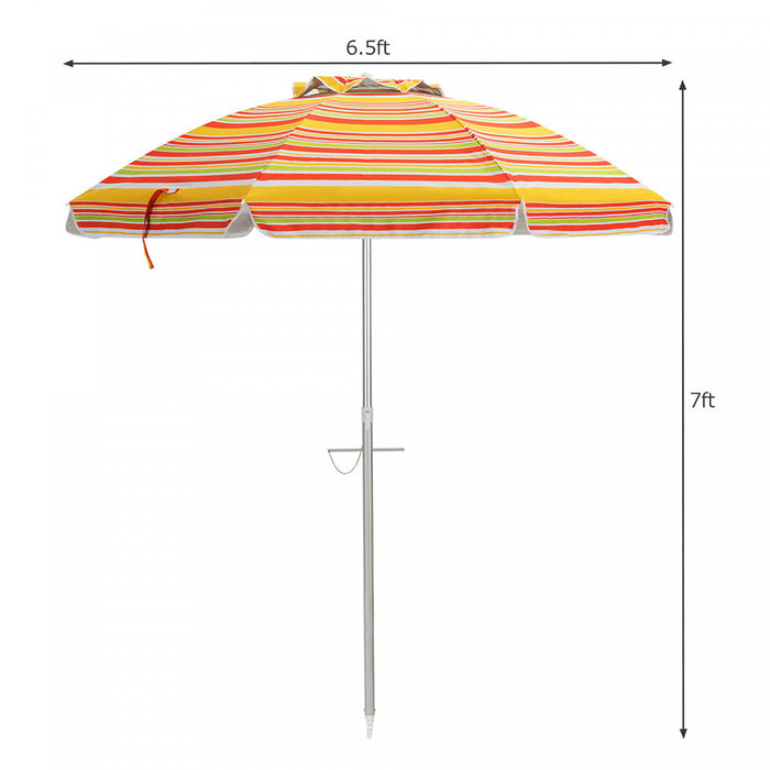 Costway Parasol de plage pour patio de 6,5 pieds, protection solaire, inclinaison, sac de transport