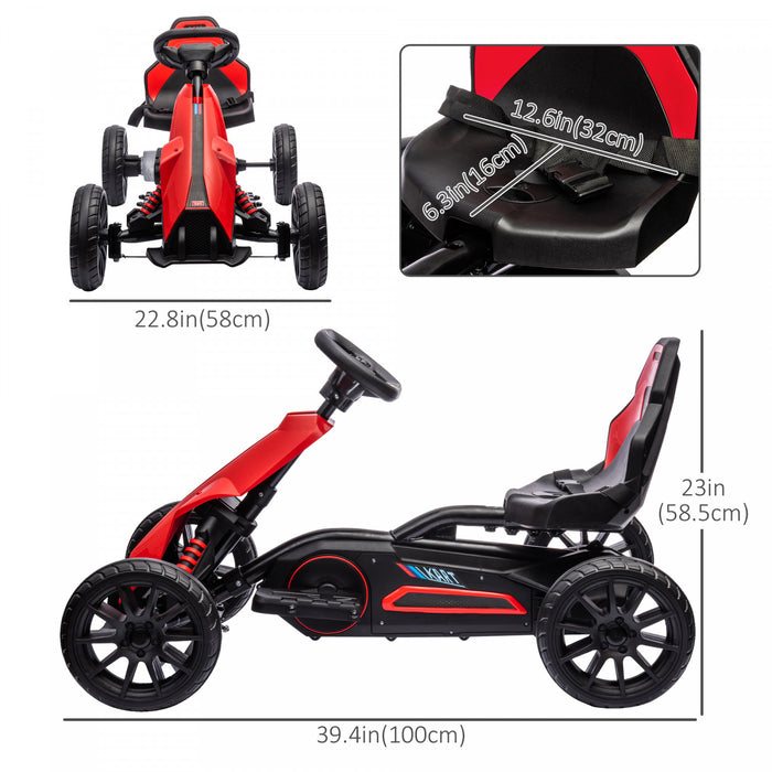 Aosom Kart Electrique, Voiture De Course Exterieure 12 V Pour Enfants, Avec Marche Avant Et Arriere, Vitesse Reglable, Ages De 3 A 8 Ans, Rose