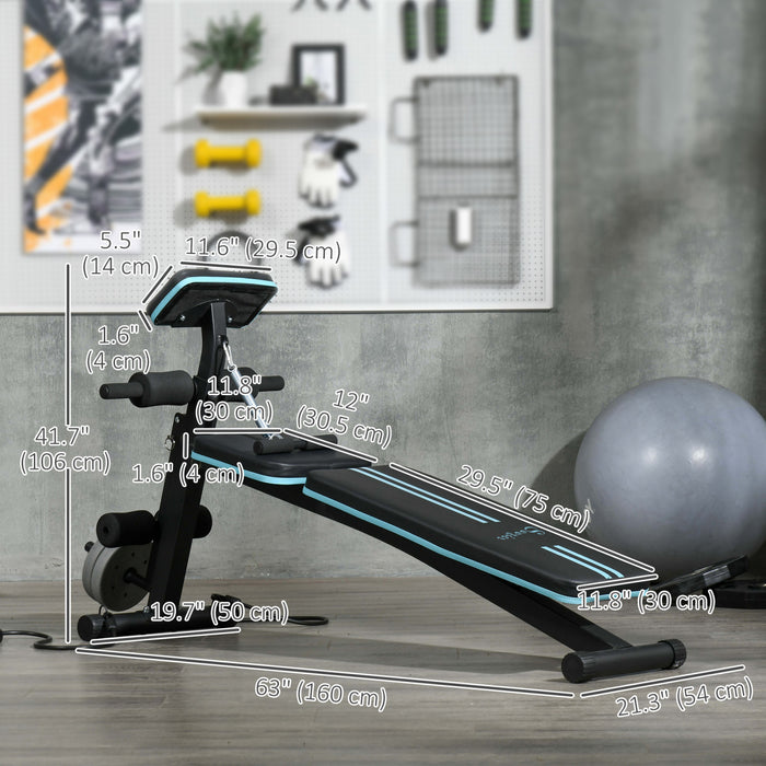 Soozier Banc pour halteres pliable et reglable pour entrainement a domicile, bleu