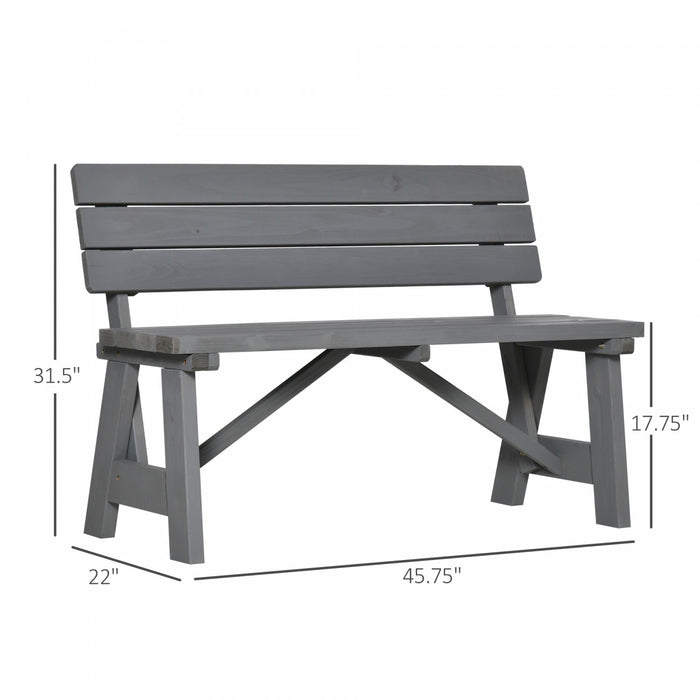 Banc De Jardin En Bois Outsunny Pour L'exterieur, Gris