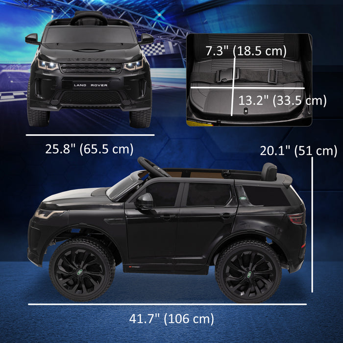 Qaba Land Rover Discovery Sport Voiture Electrique Pour Enfants Alimentee Par Batterie 12 V Avec Telecommande, Demarrage Progressif, Lumieres Led, Klaxon Musical, Noir