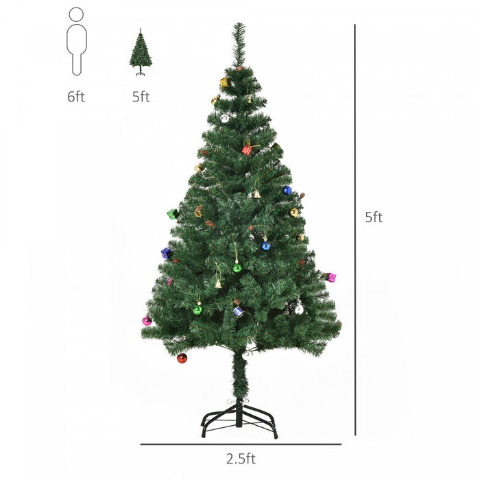 Homcom Sapin De Noel Artificiel De 1.5 M Avec Ornement De Decoration Et 420 Pointes De Branches