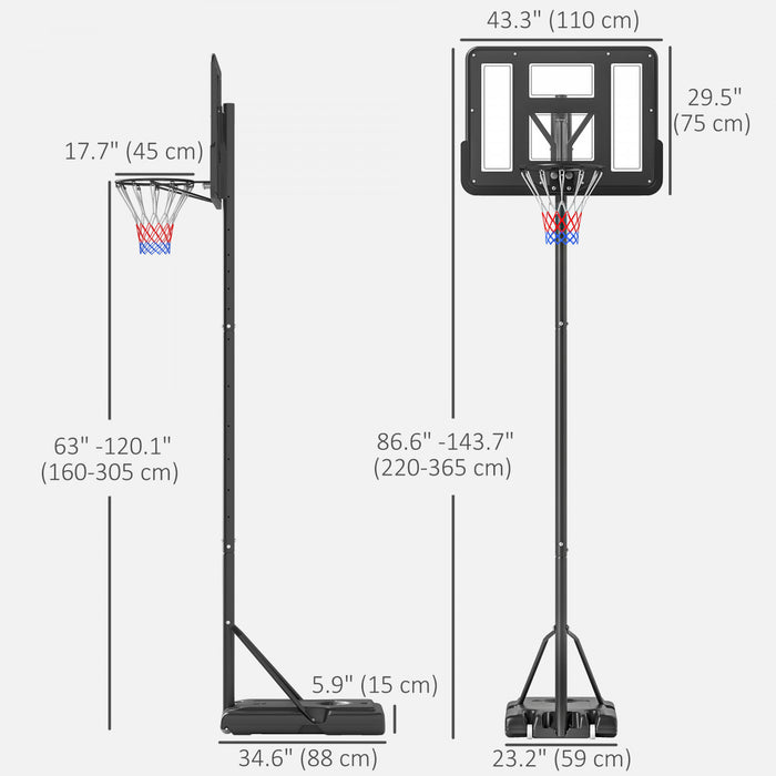 Soozier Panier De Basket Portable Reglable De 9 A 12 Pieds Avec Roues