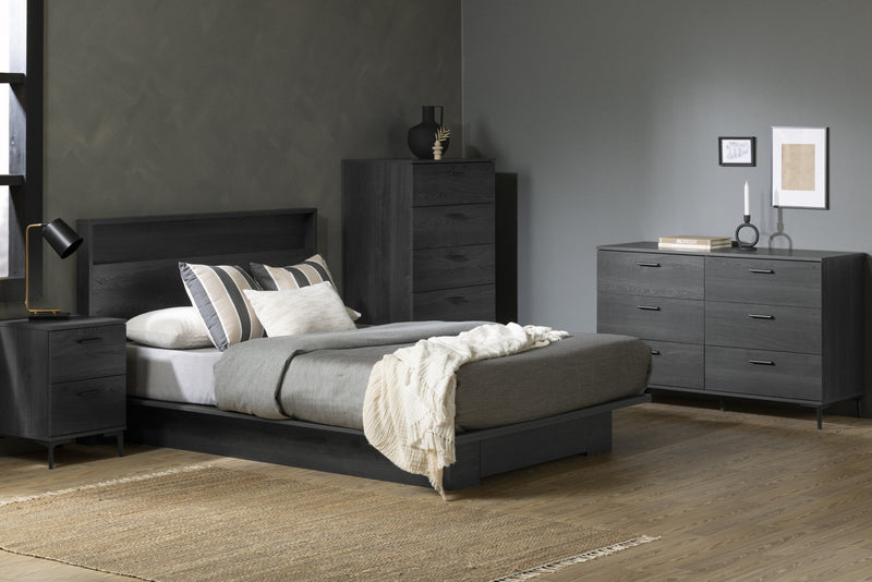  Commode Musano à 6 tiroirs avec pattes en métal - chêne gris