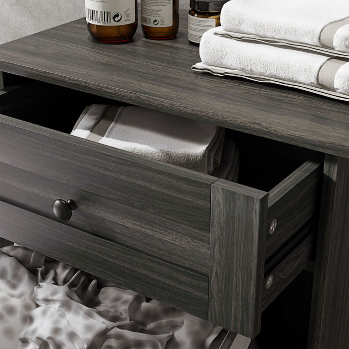 HOMCOM Poubelle inclinable, armoire a poubelles cachee avec tiroir, gris