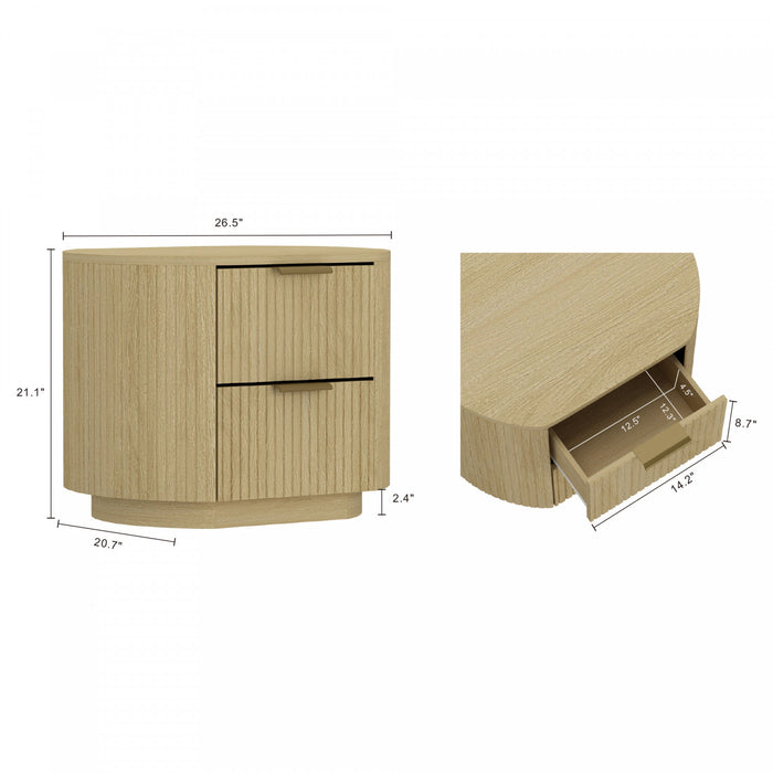 Table de nuit moderne Olivia 27\" en chene naturel (2 tiroirs)