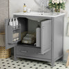 Harper 30 Inch Bathroom Vanity with Ceramic Sink and Smart Storage Cabinet, Grey | Harper Meuble de salle de bain 30 pouces avec vasque en ceramique et armoire de rangement intelligent, Gris
