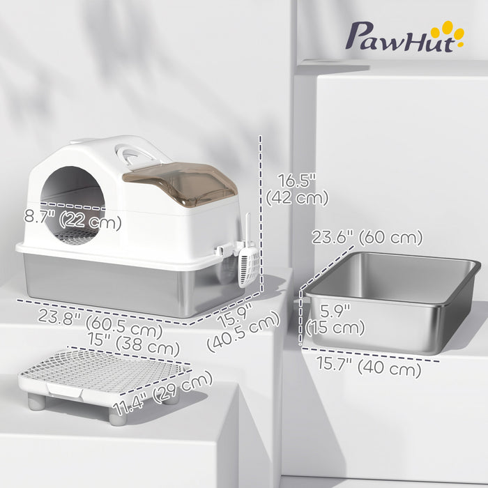 Extra Large Stainless Steel Cat Litter Box W/ High Sided
