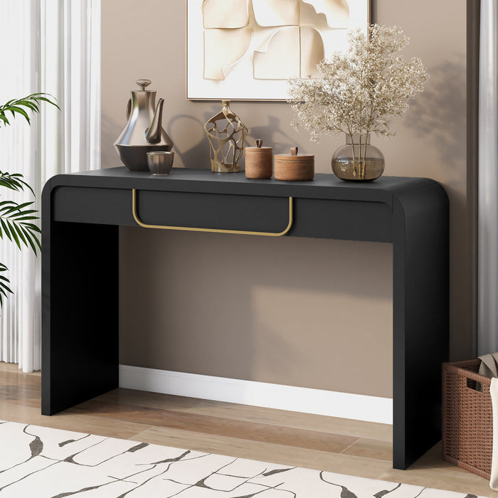 Console en bois Ethan avec rangement pour salon, entree ou couloir - noire