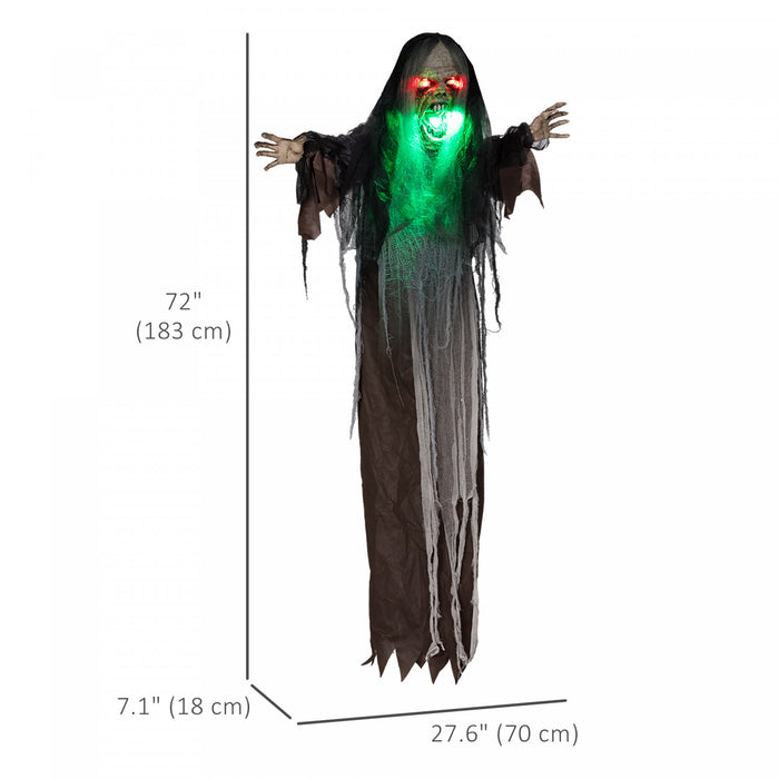 Homcom Accessoire Animatronique Pour Halloween Monstre Vert A Grande Bouche