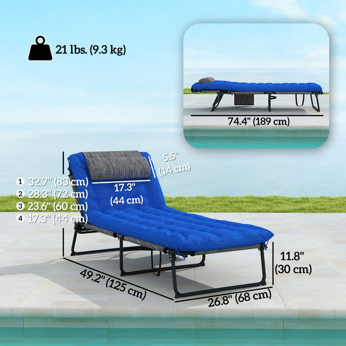 Outsunny Chaise Longue Pliante Avec Coussin, Chaise De Bronzage Inclinable