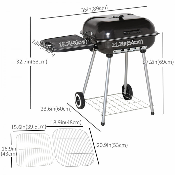 Outsunny 22\" Barbecue a charbon de bois en acier portable Barbecue