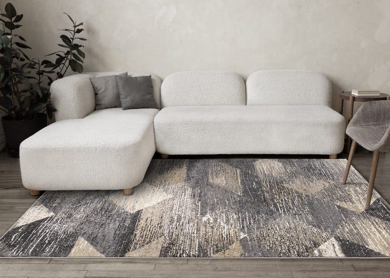 Tapis Dayton a motif de losanges vieillis, 6'7\" x 9'6\"