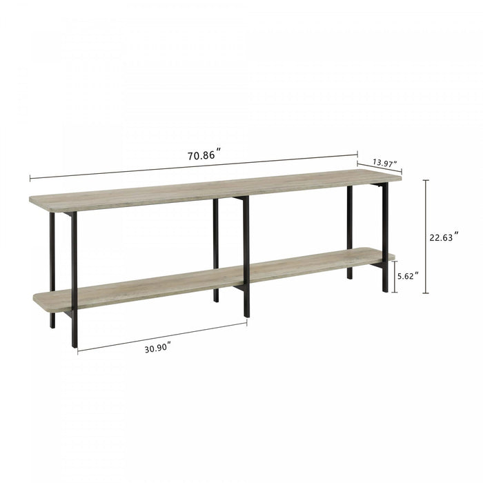 Console contemporaine moderne Celine 180 cm en gris rustique (2 etageres)