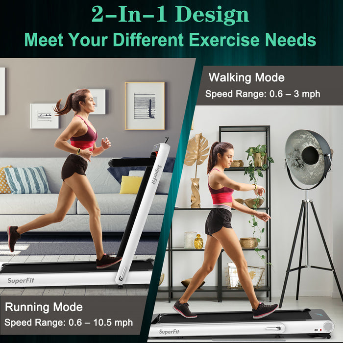 Tapis De Course Pliant 2 En 1 16km/h Superfit – Avec Bluetooth Et Controle Via App