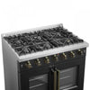 Forno Galiano 36" Black Gas Range, 4.32 cu.ft- FFSGS6444-30BLK | Cuisiniere a gaz noire Galiano 36 pouces, 4,32 pi³ – FFSGS6444-36BLK