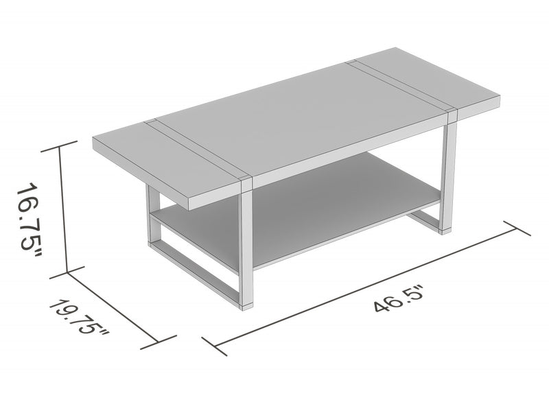 Table à café de 44 po avec base en métal noir - bois recyclé brun