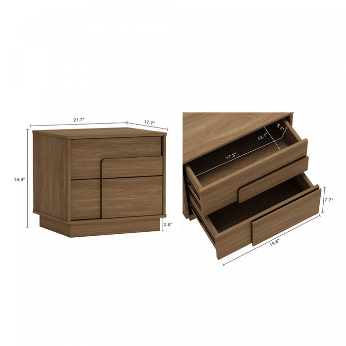 Table de nuit Horizon Modern 56 cm en erable (2 tiroirs) – Lot de 2