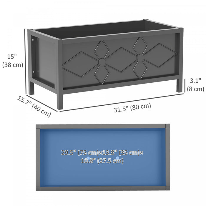 Outsunny Jardiniere galvanisee avec trous de drainage, lit de jardin