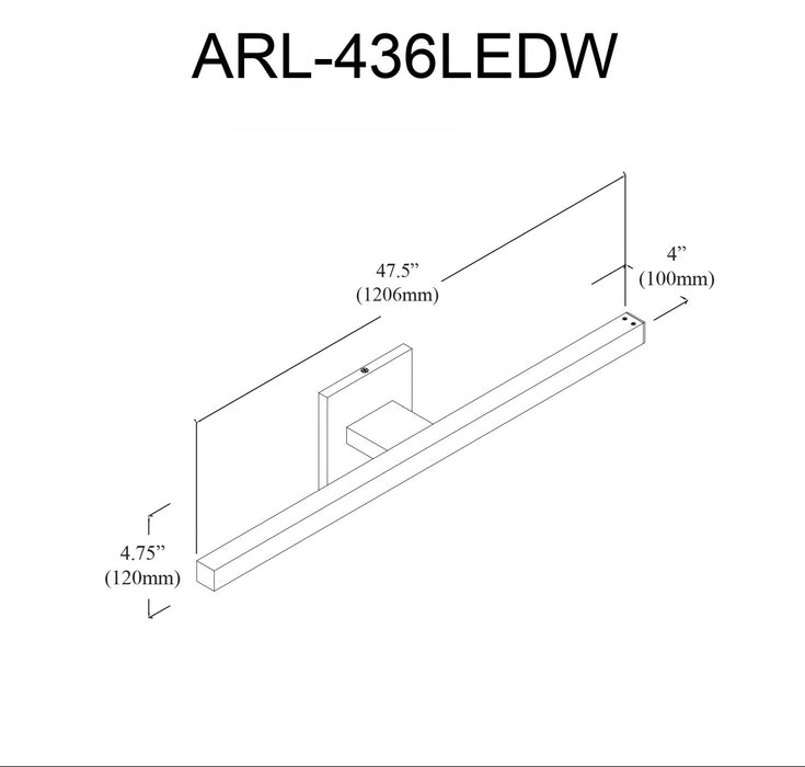 Lumière de coiffeuse Arandel de Dainolite de 4 po de diamètre en acrylique blanc qui diffuse la lumière, avec fini laiton vieilli et ampoule à DEL de 36 W